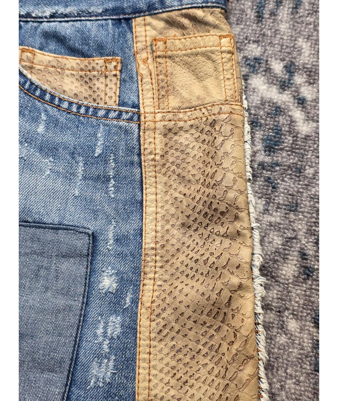 DOLCE&GABBANA Голубая хлопковая юбка мини, фото 6