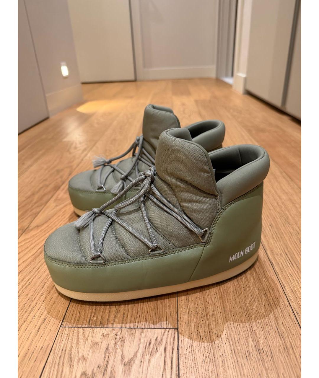 MOON BOOT Хаки текстильные высокие ботинки, фото 8