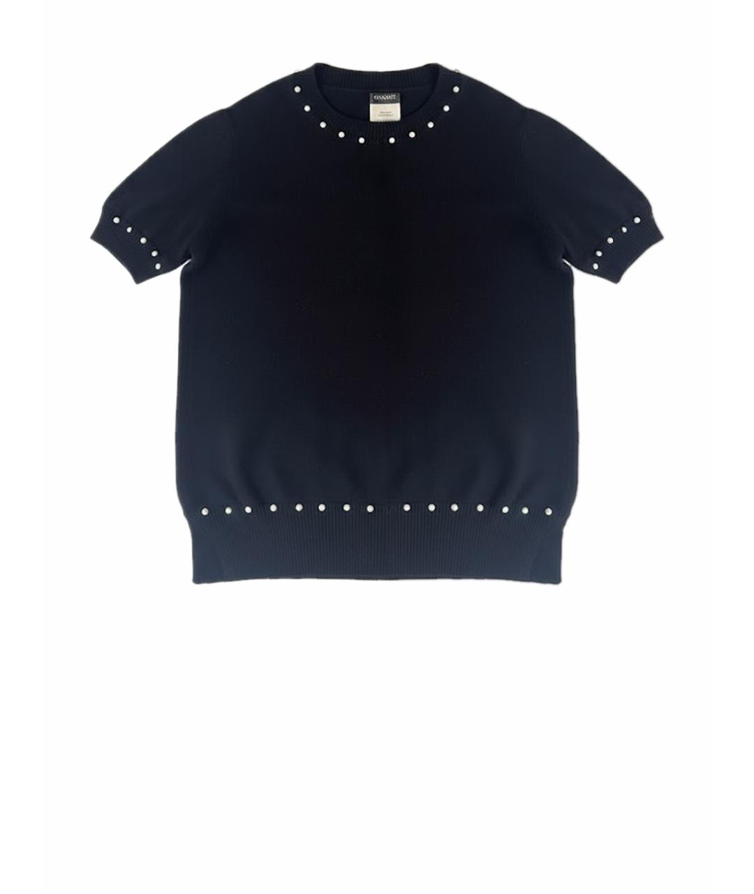 CHANEL Черная шерстяная футболка, фото 1