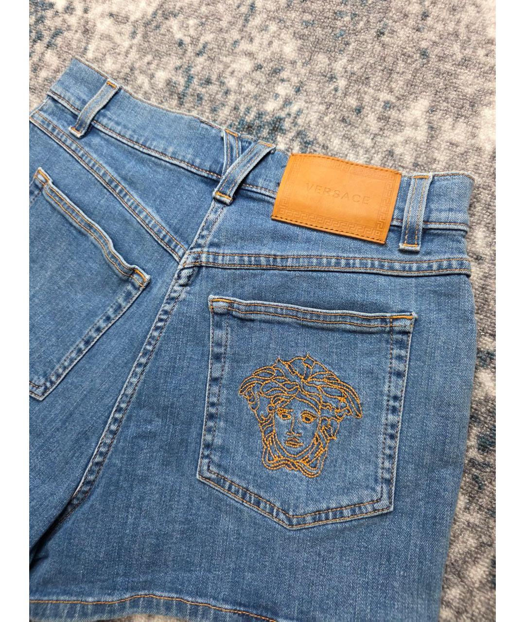 VERSACE Голубые хлопковые шорты, фото 3