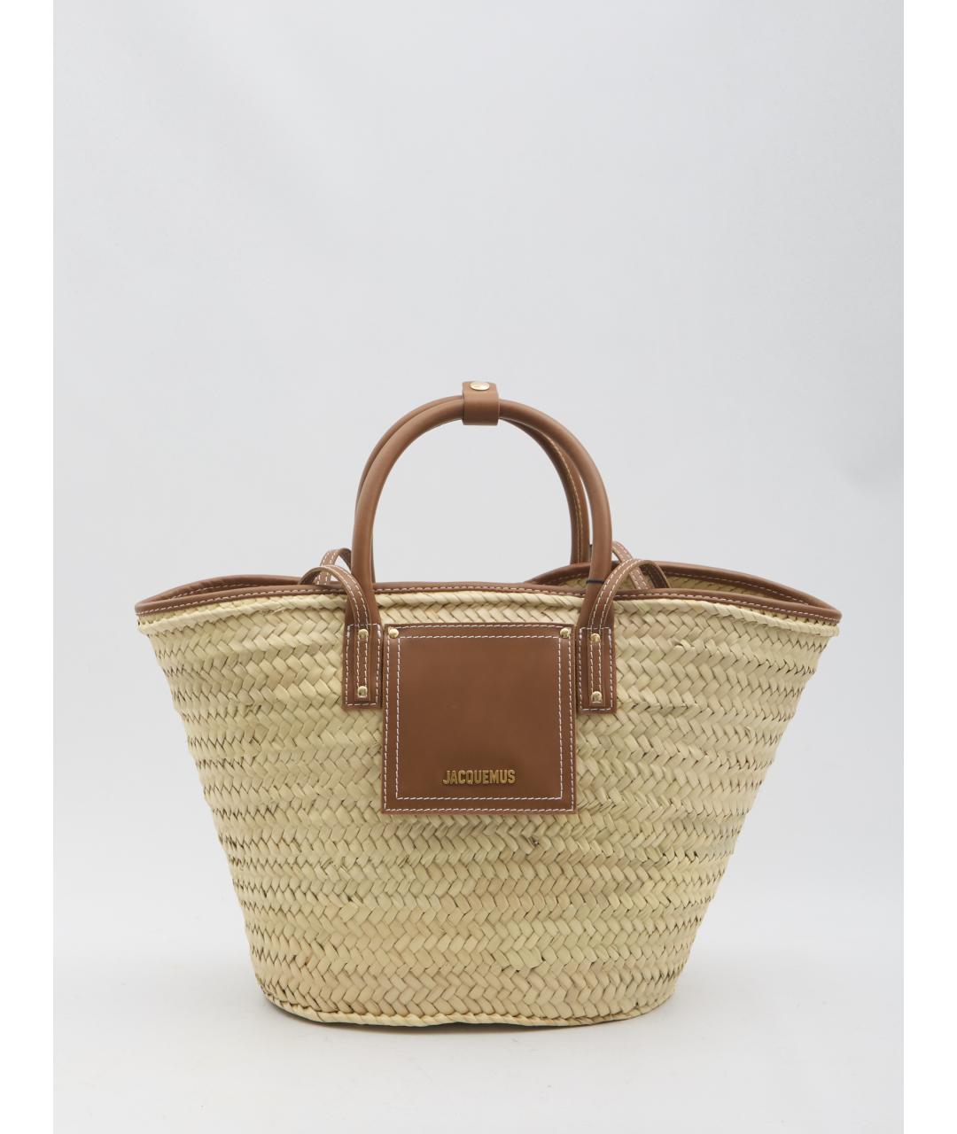 JACQUEMUS Бежевая пелетеная сумка тоут, фото 5