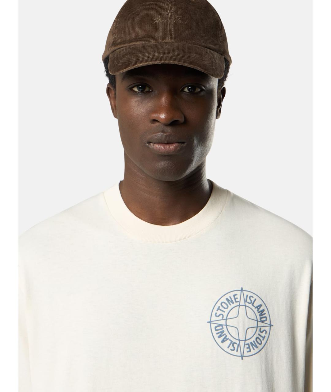 STONE ISLAND Белая хлопковая футболка, фото 3