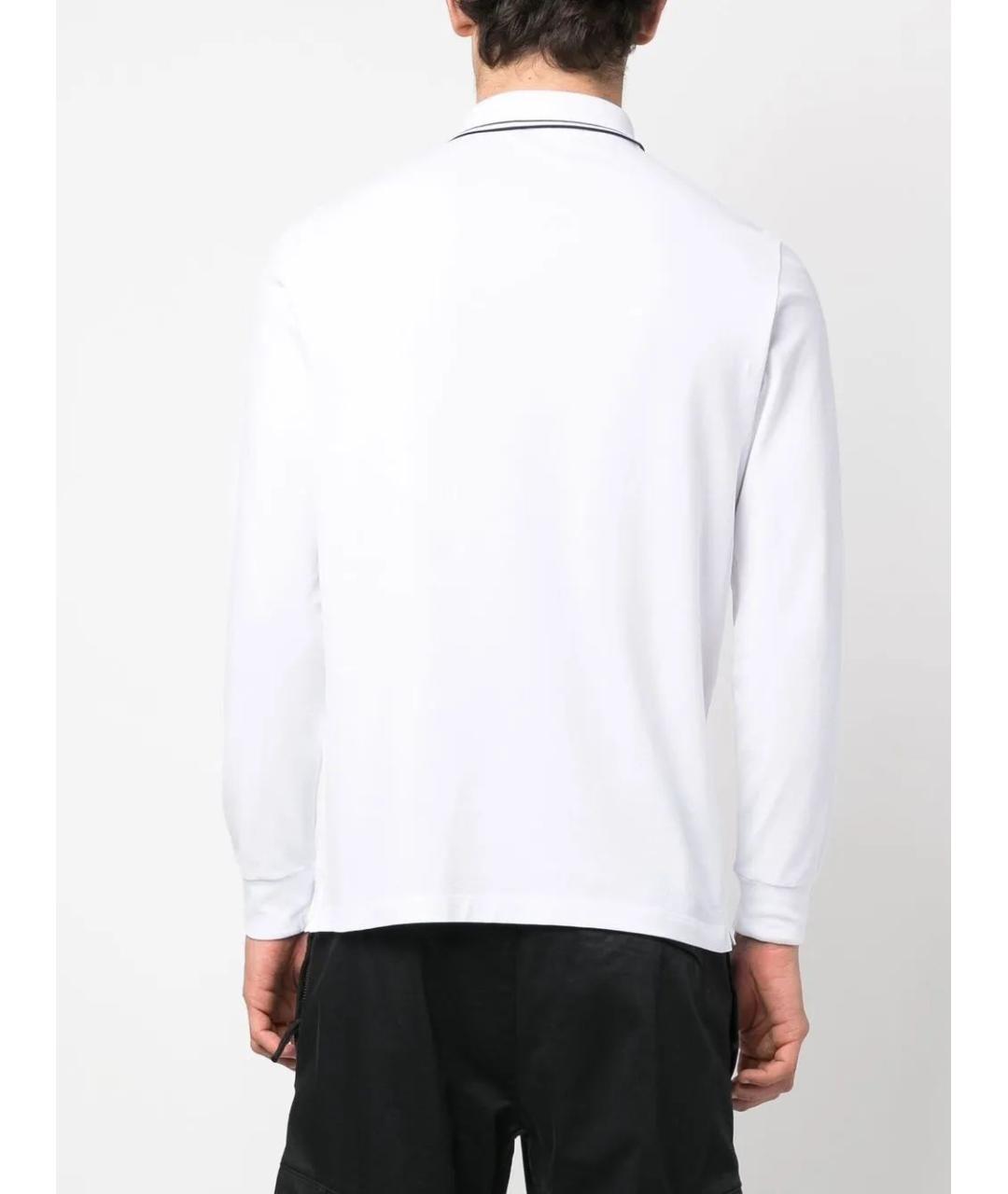 STONE ISLAND Белое хлопковое поло с длинным рукавом, фото 4