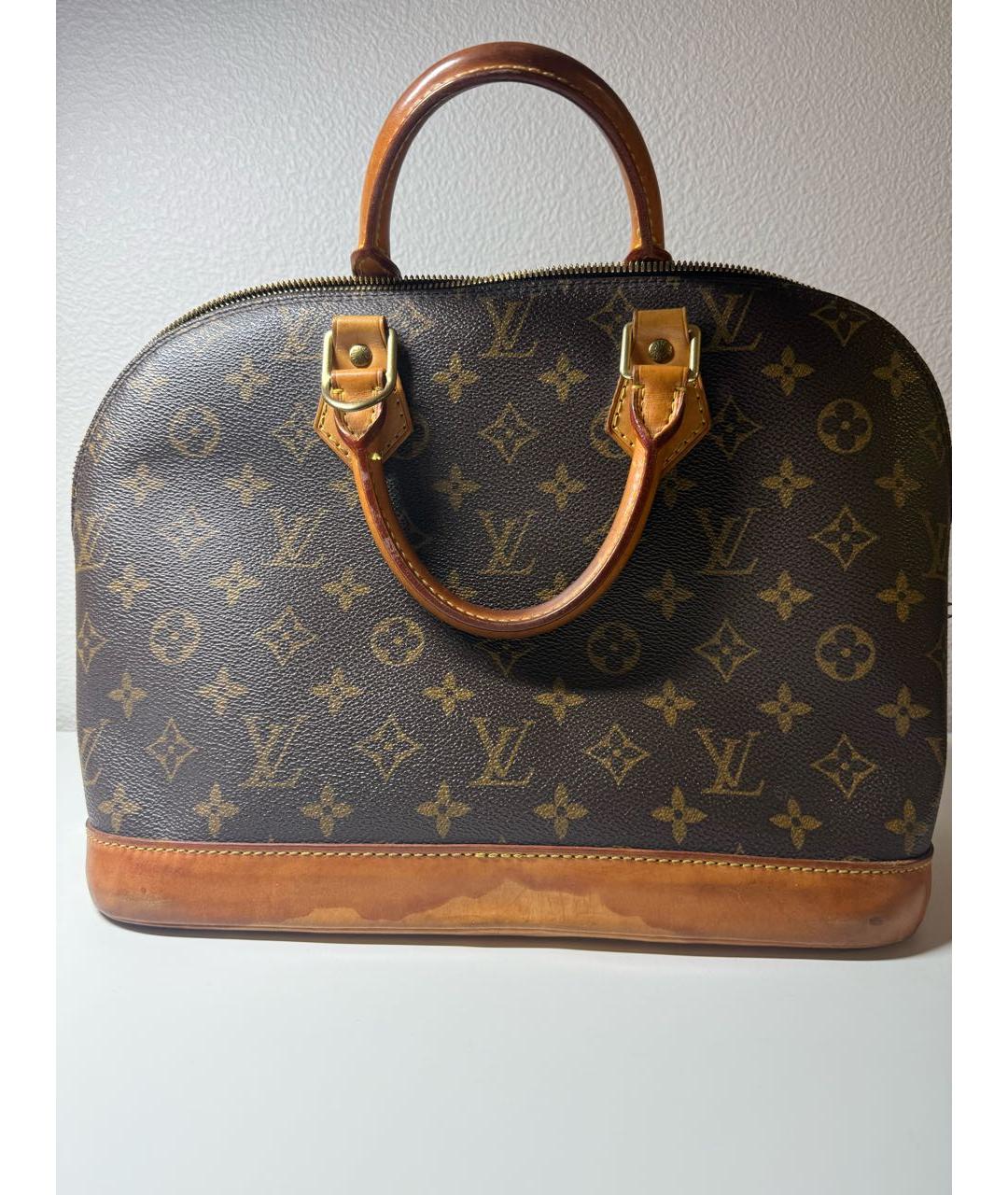 LOUIS VUITTON Коричневая кожаная сумка с короткими ручками, фото 5