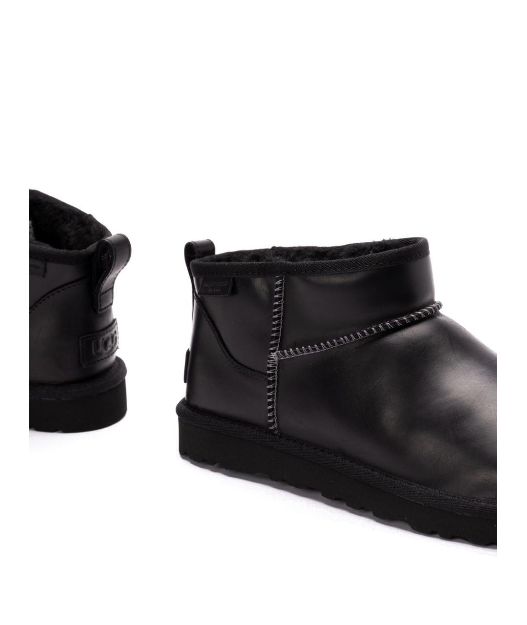 UGG AUSTRALIA Черные кожаные низкие ботинки, фото 2