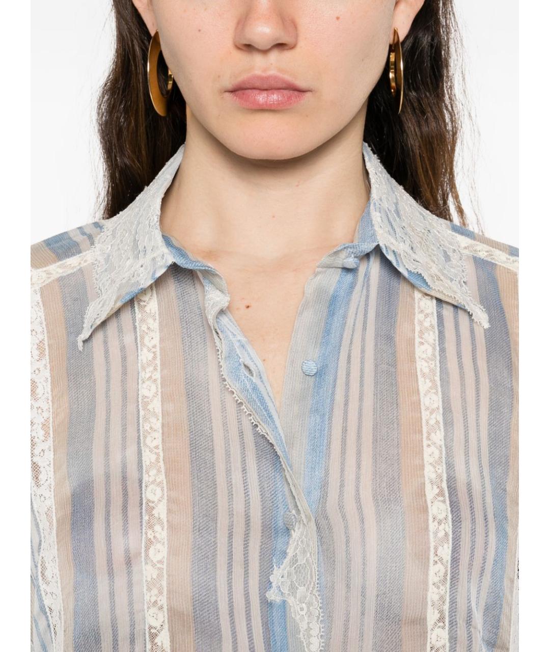 ERMANNO SCERVINO Голубая шелковая рубашка, фото 2