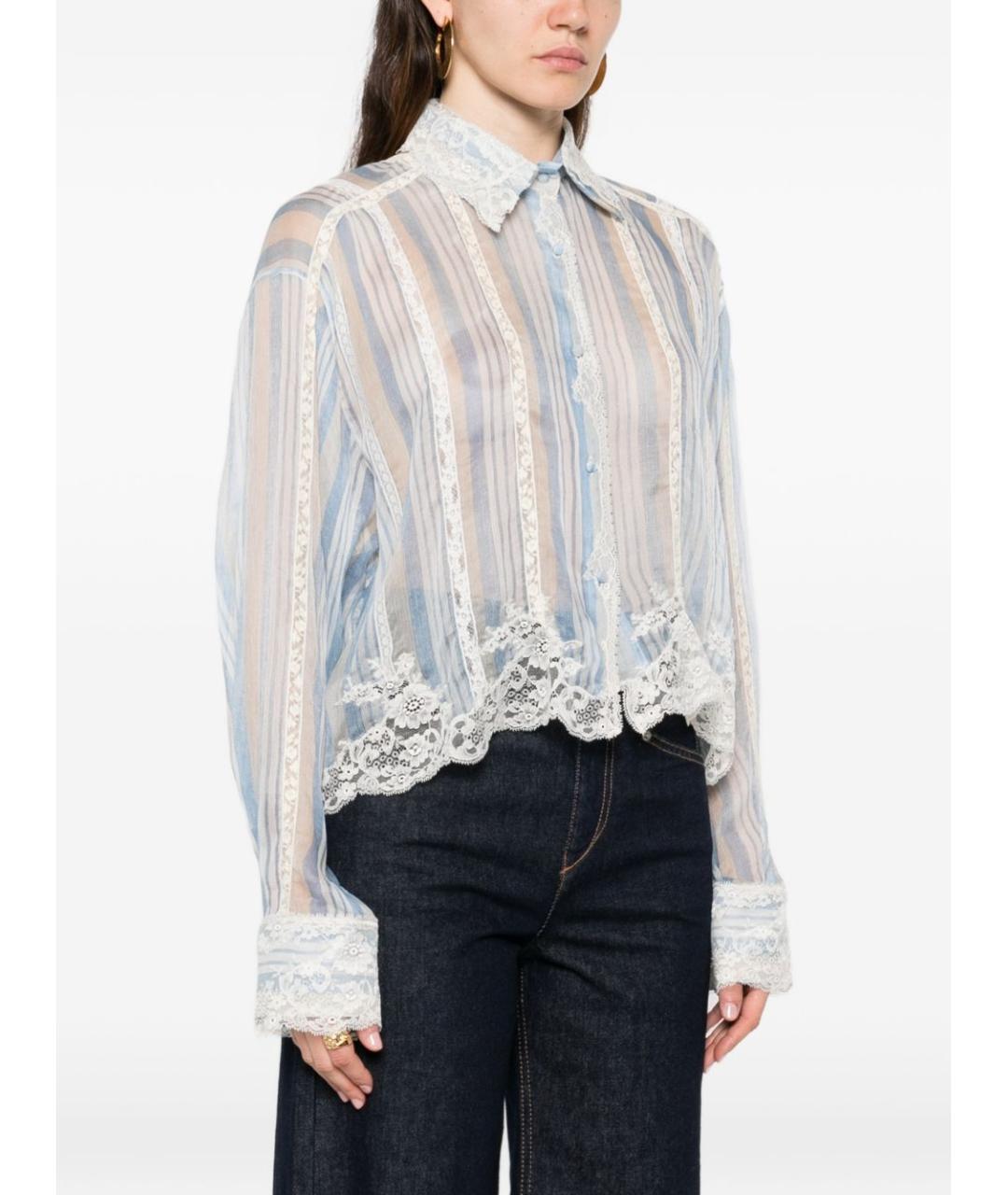 ERMANNO SCERVINO Голубая шелковая рубашка, фото 3