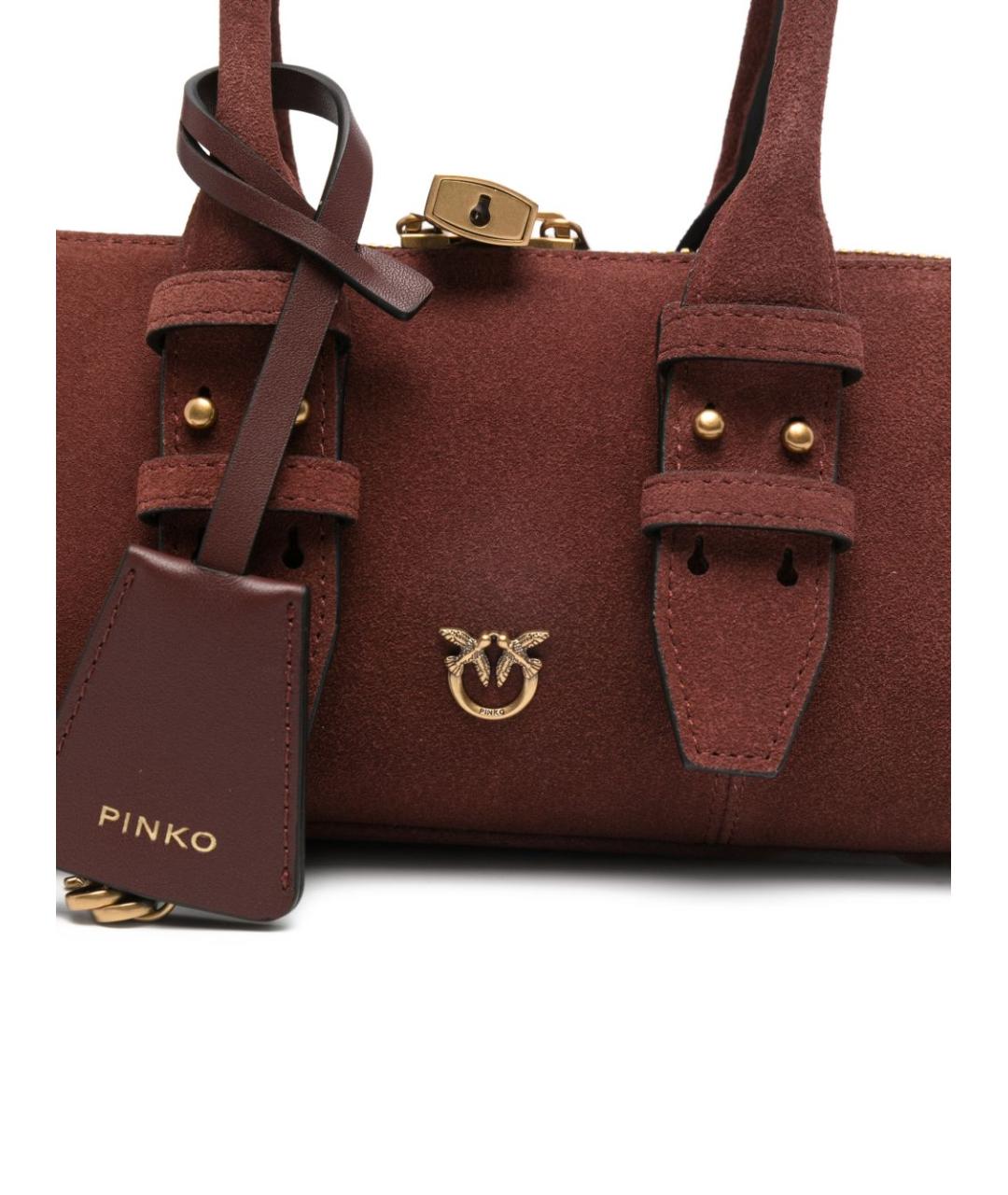 PINKO Красная кожаная сумка с короткими ручками, фото 5