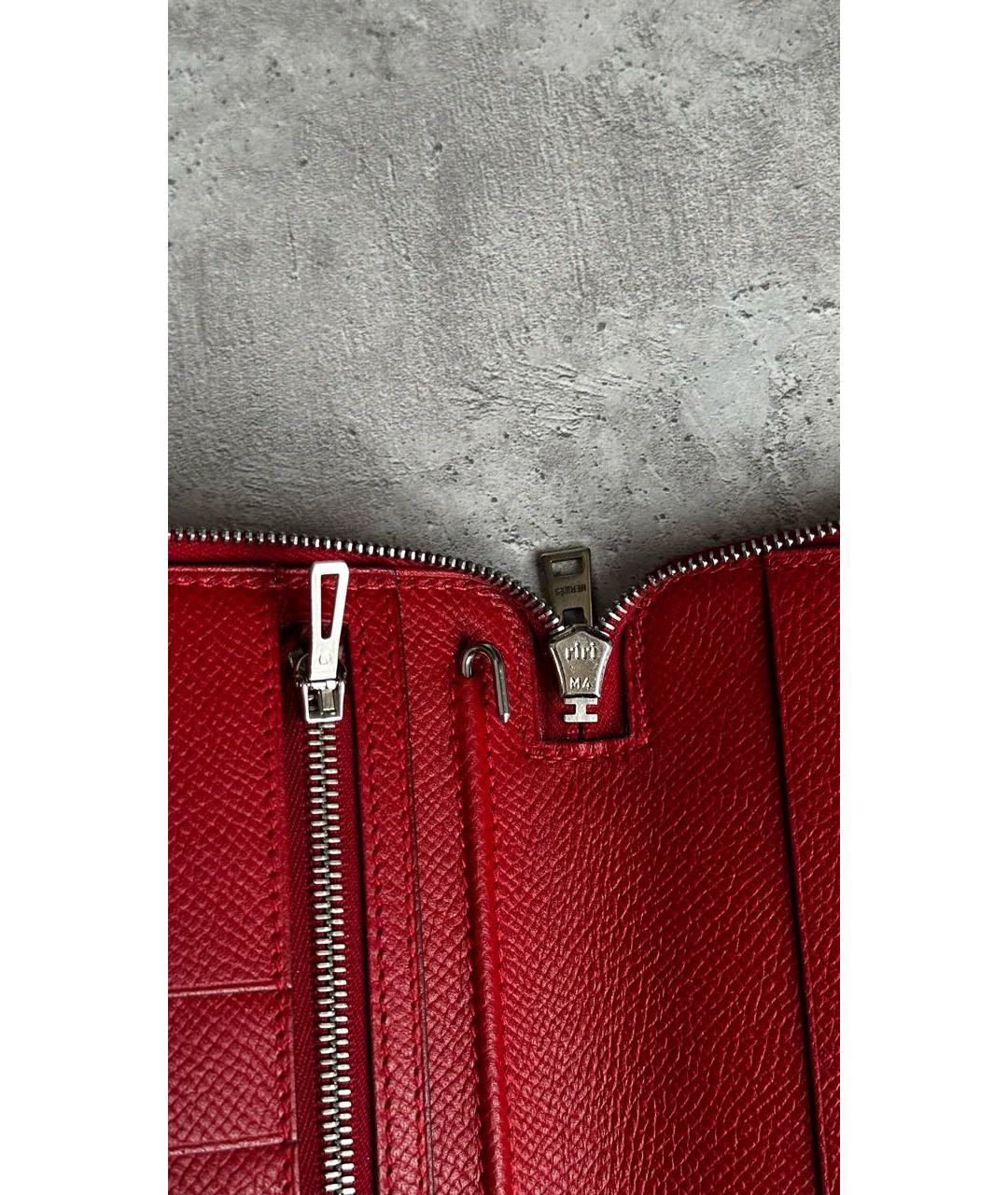 HERMES Красный кожаный кошелек, фото 6