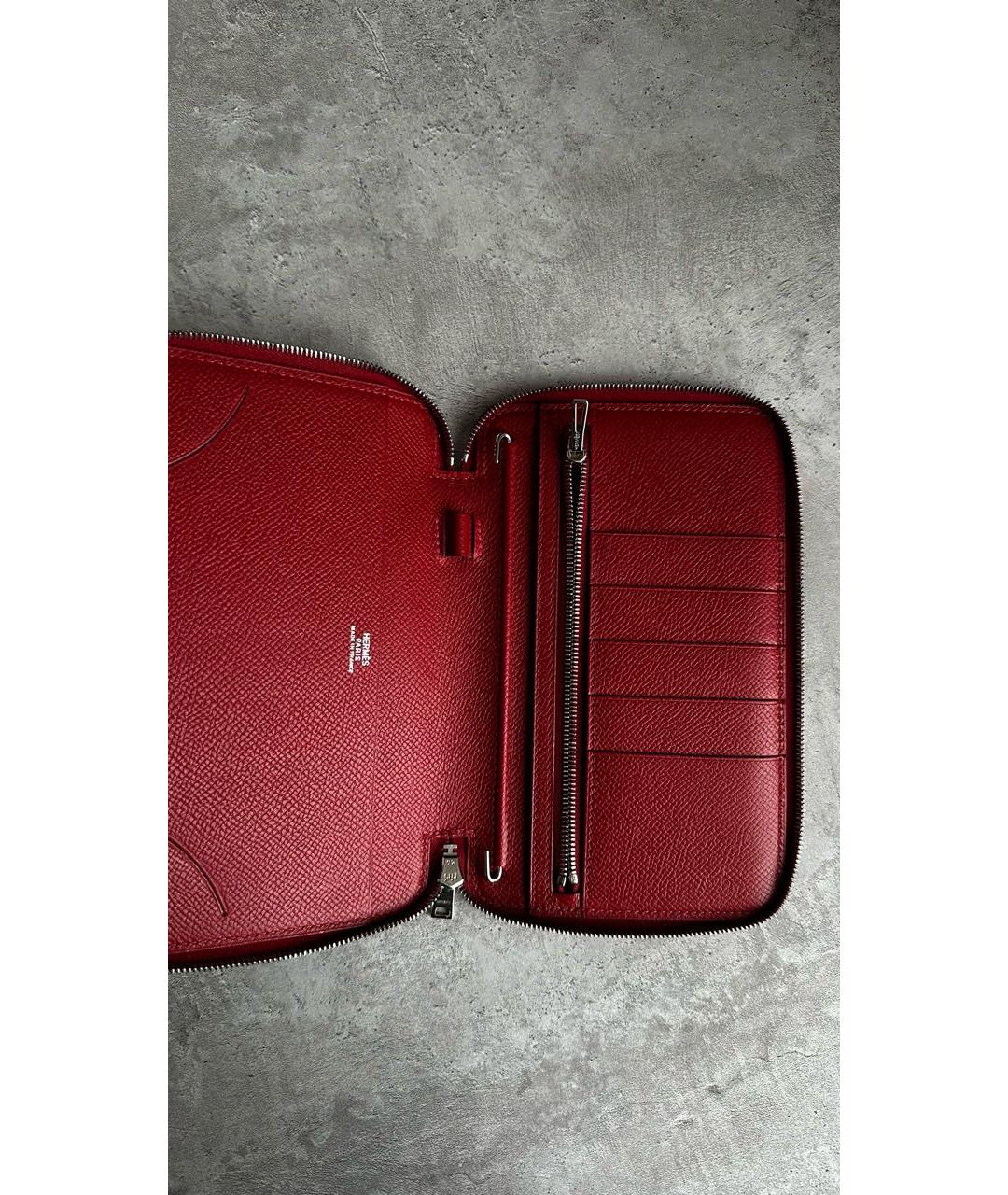HERMES Красный кожаный кошелек, фото 7