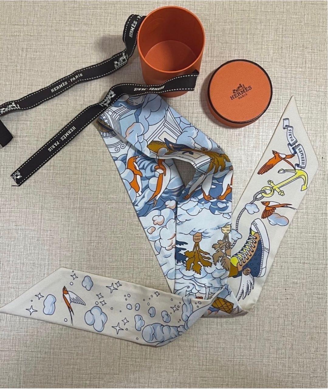 HERMES Мульти шелковый платок, фото 4