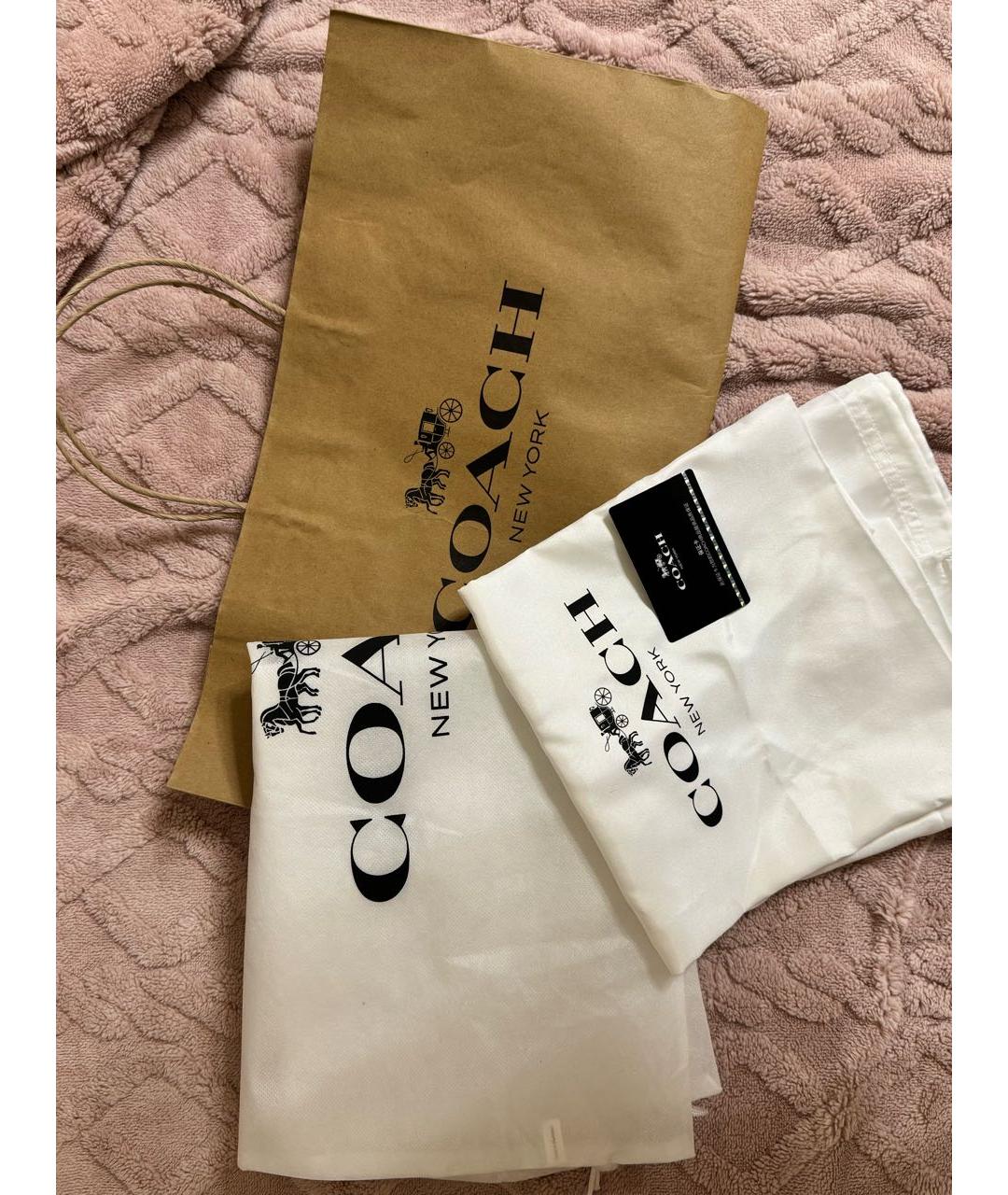 COACH Бежевая кожаная сумка тоут, фото 8