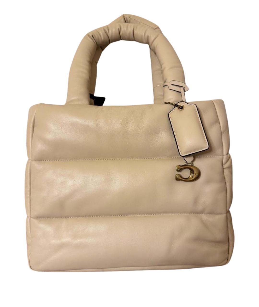 COACH Бежевая кожаная сумка тоут, фото 1