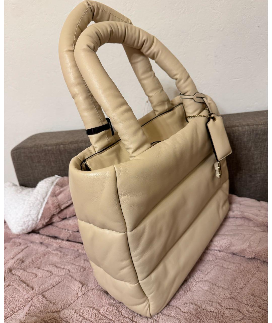 COACH Бежевая кожаная сумка тоут, фото 2