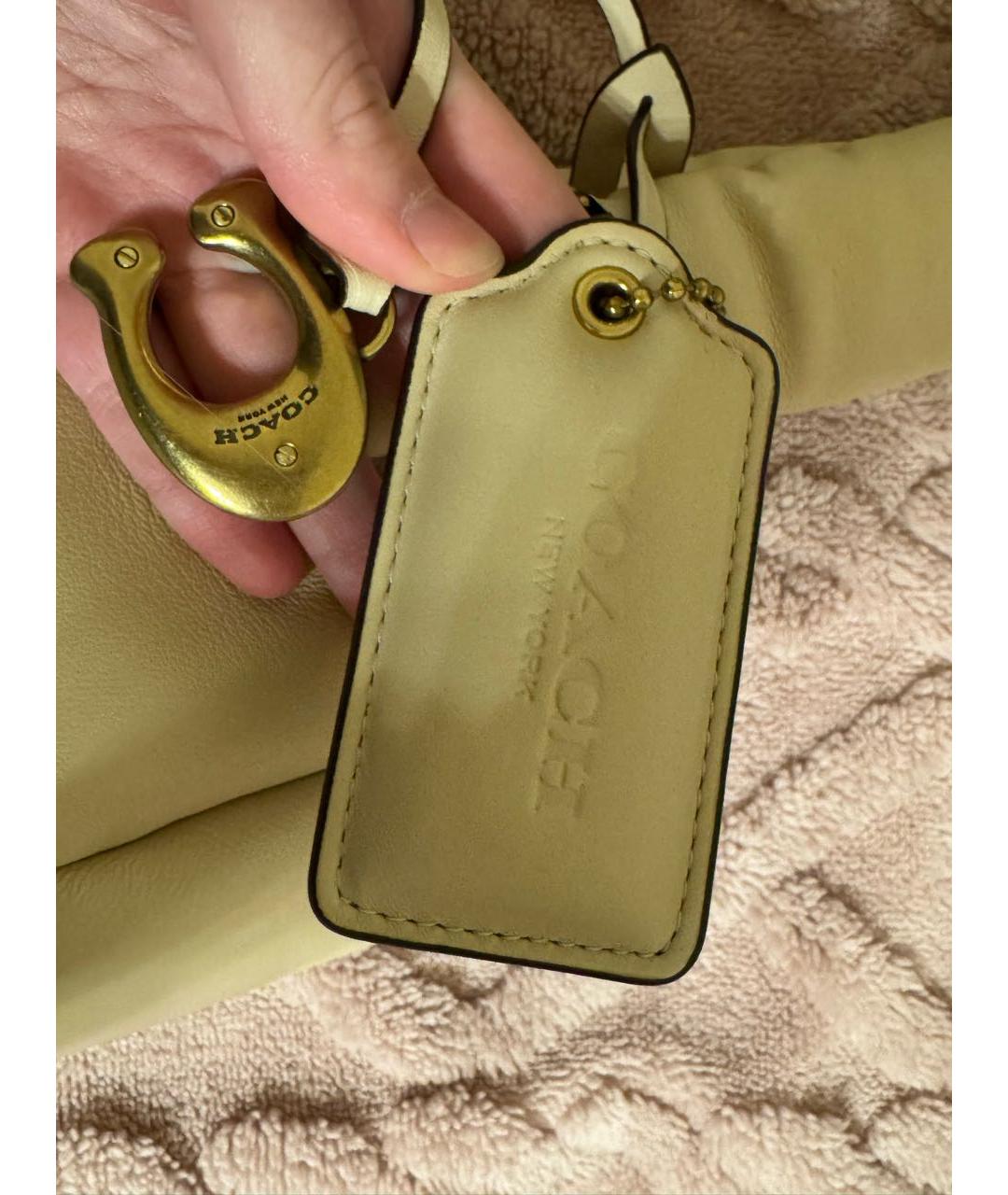 COACH Бежевая кожаная сумка тоут, фото 7