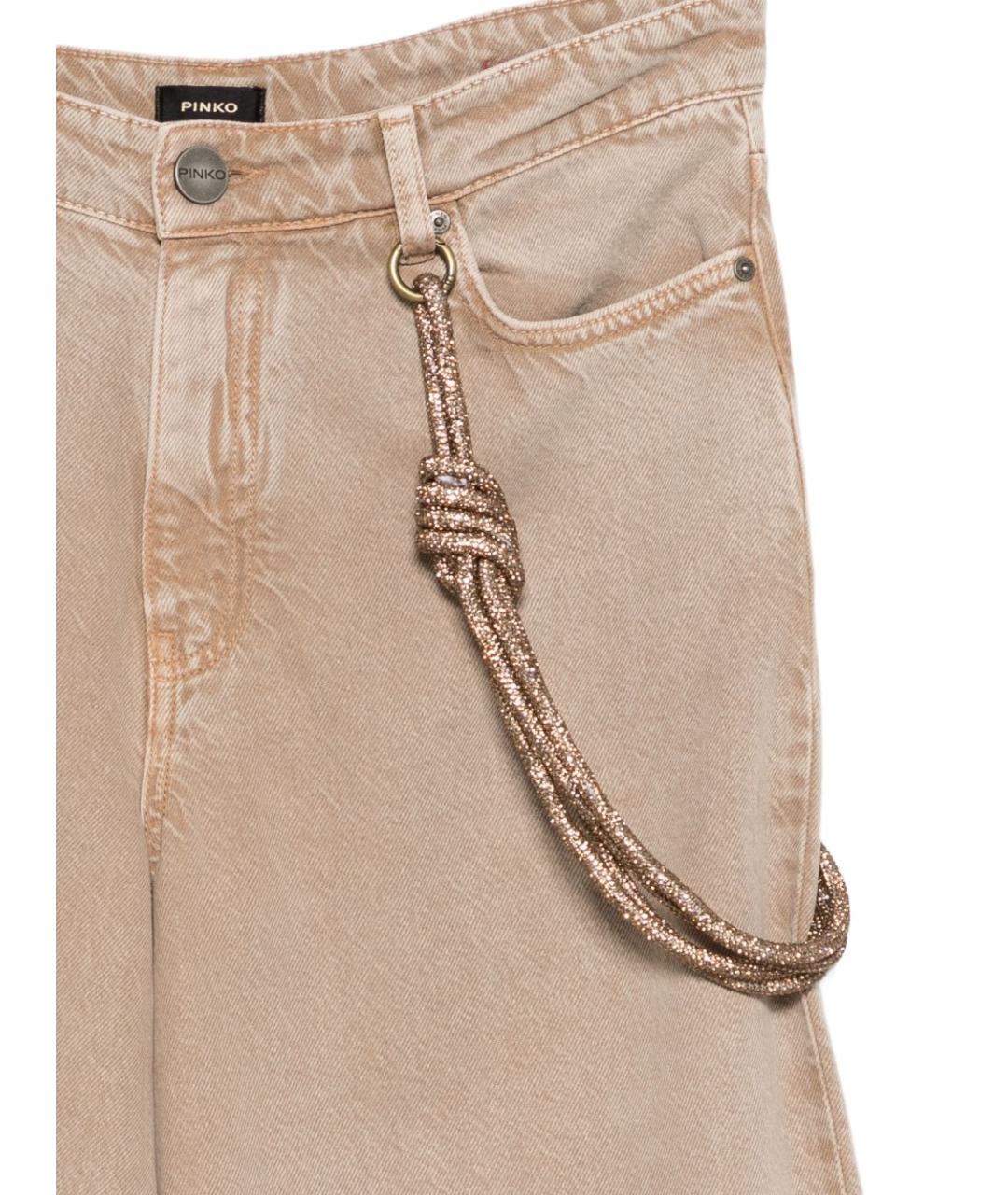 PINKO Бежевые хлопко-лиоцелловые прямые джинсы, фото 3