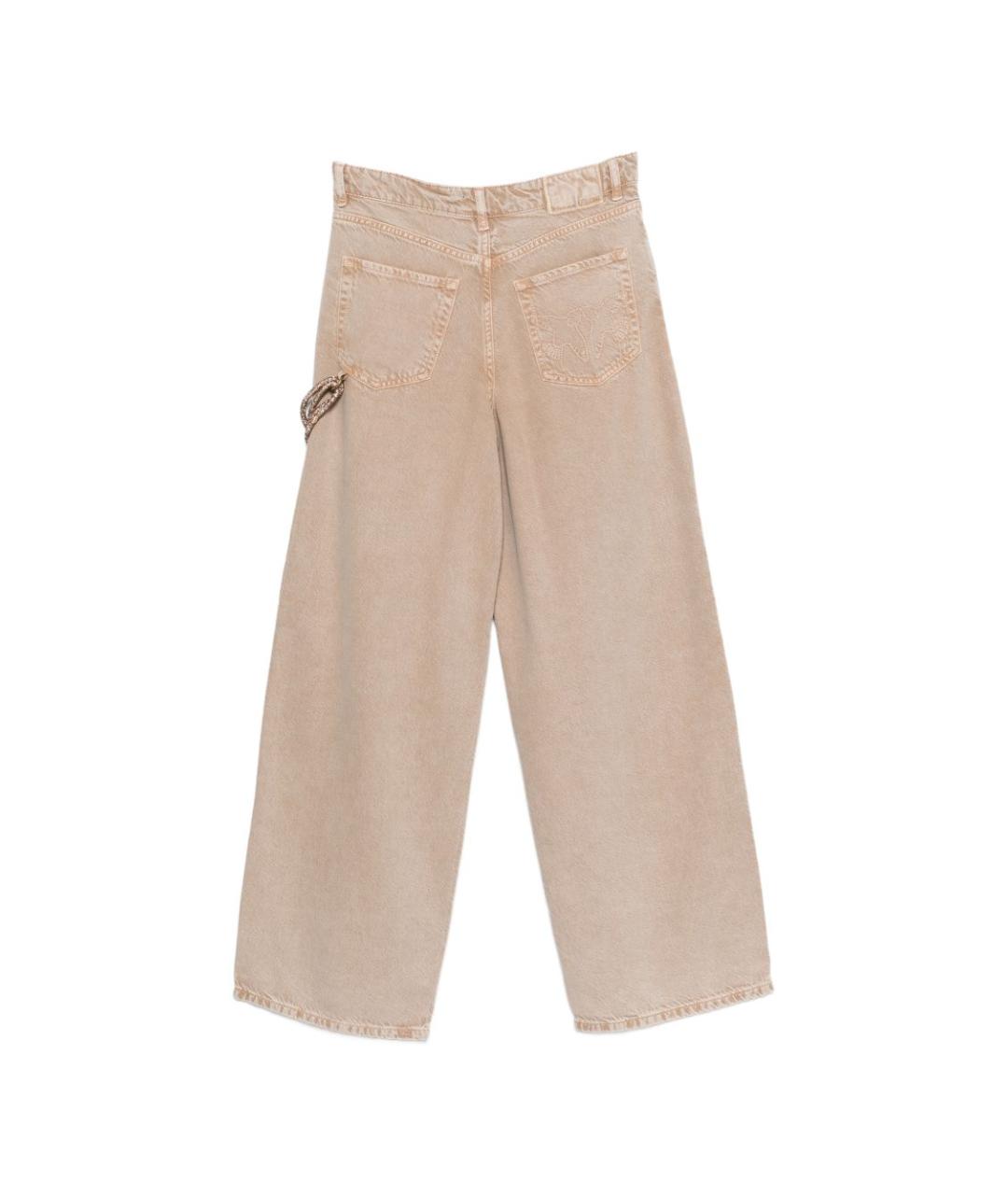 PINKO Бежевые хлопко-лиоцелловые прямые джинсы, фото 2