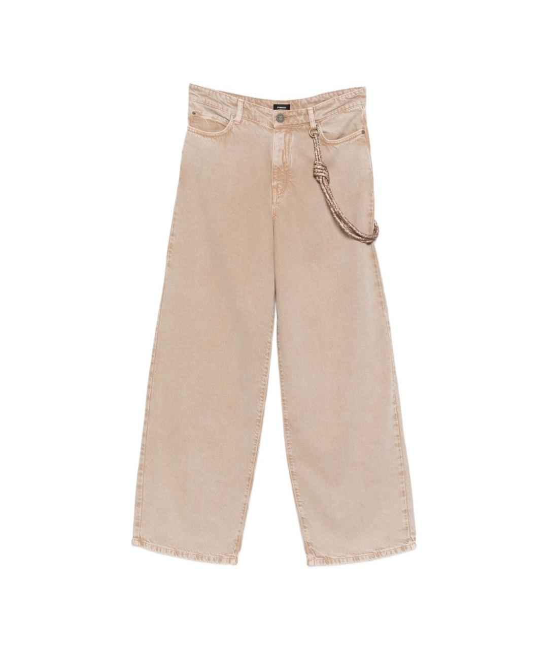PINKO Бежевые хлопко-лиоцелловые прямые джинсы, фото 1