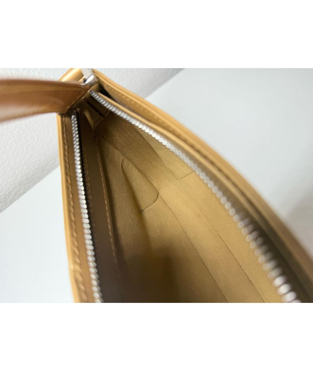 LOUIS VUITTON Золотая кожаная сумка через плечо, фото 7