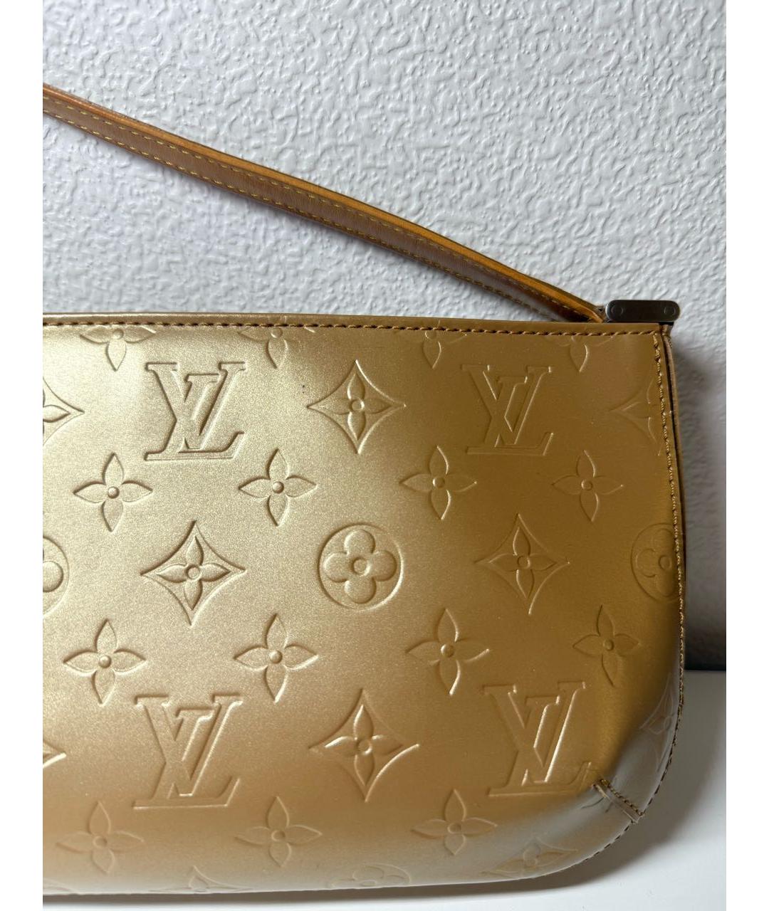 LOUIS VUITTON Золотая кожаная сумка через плечо, фото 6