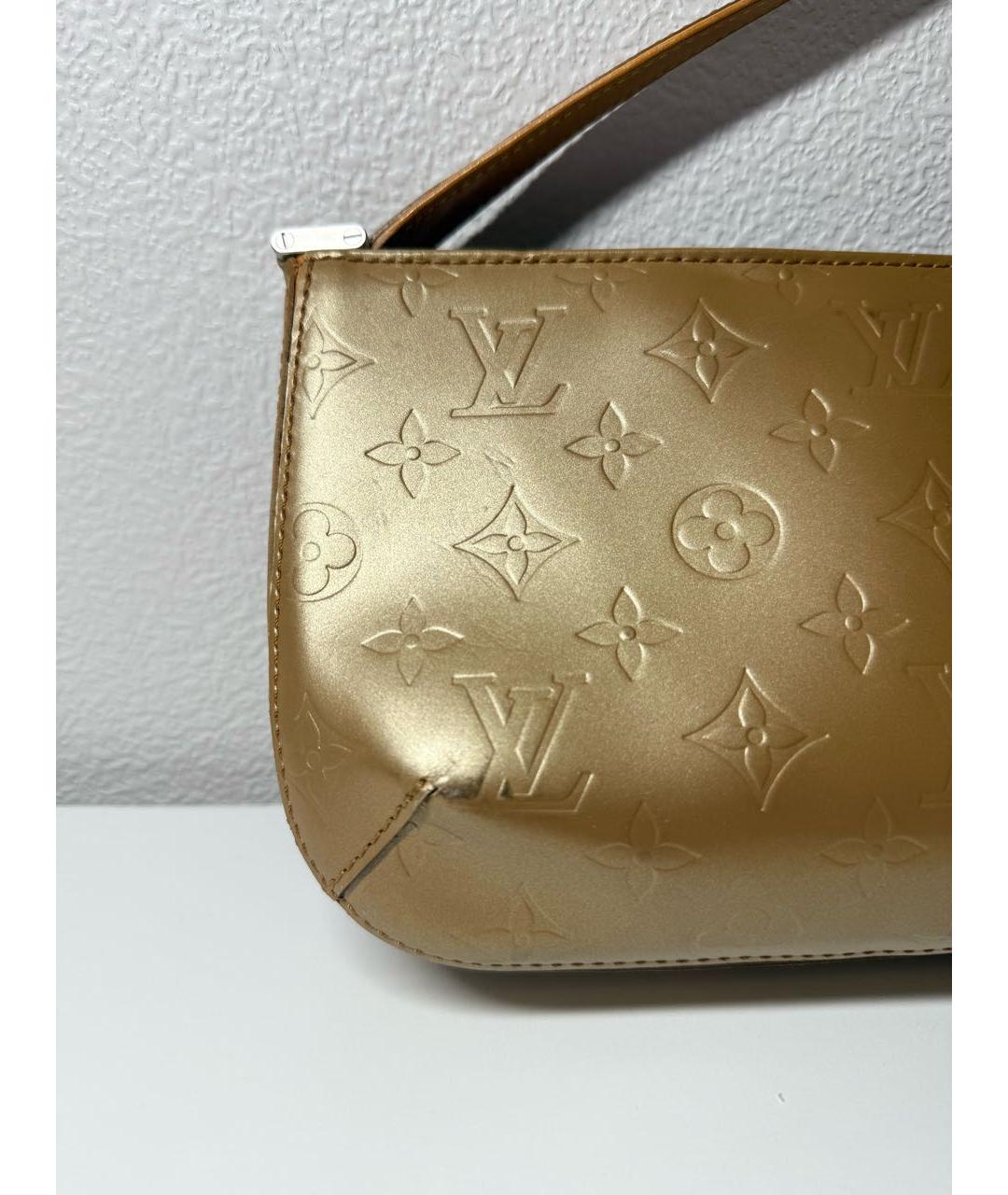 LOUIS VUITTON Золотая кожаная сумка через плечо, фото 5