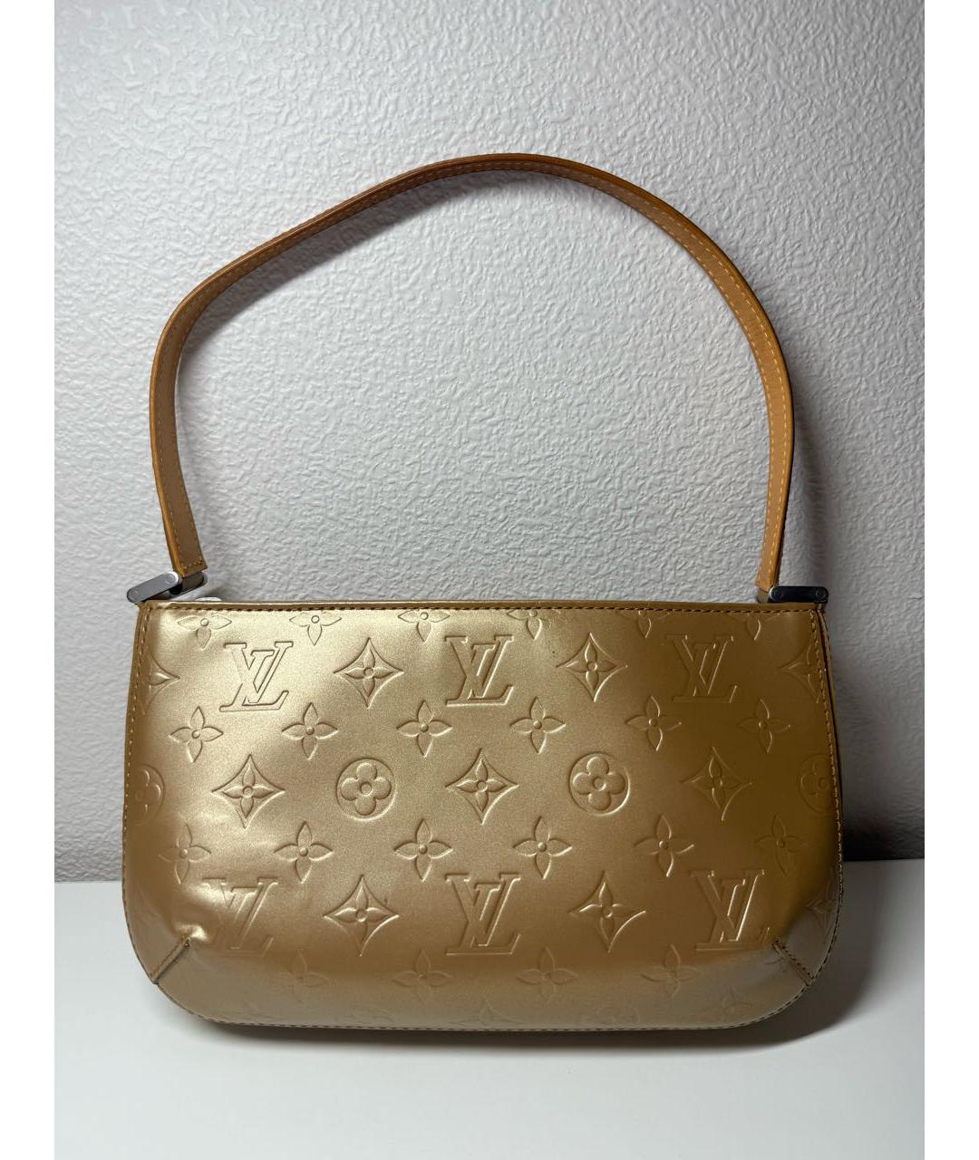LOUIS VUITTON Золотая кожаная сумка через плечо, фото 8