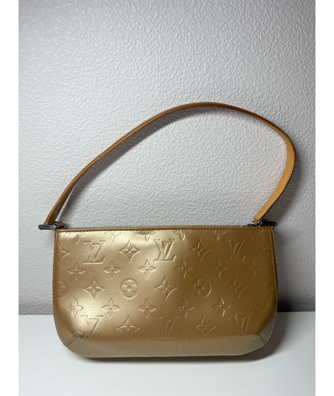 LOUIS VUITTON Золотая кожаная сумка через плечо, фото 3
