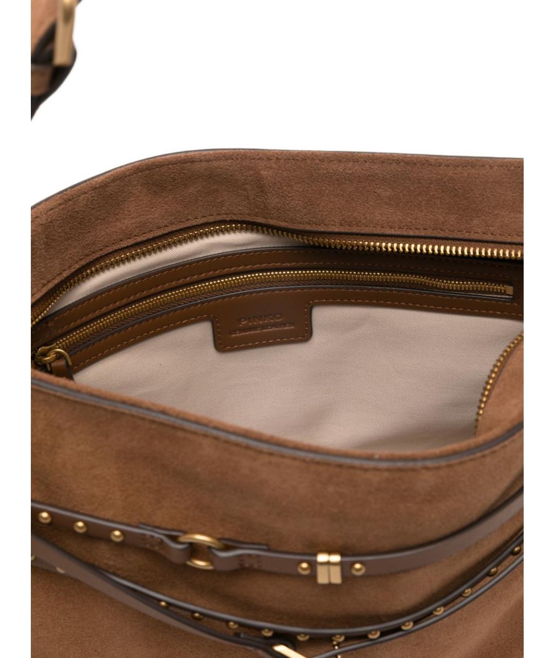 PINKO Коричневая кожаная сумка через плечо, фото 5