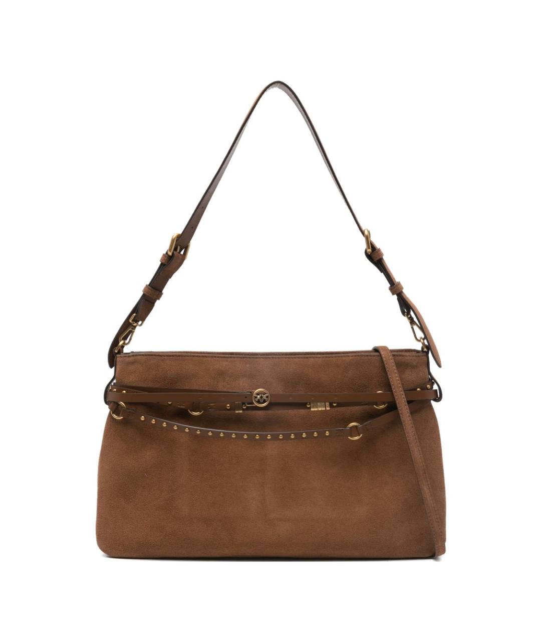 PINKO Коричневая кожаная сумка через плечо, фото 1