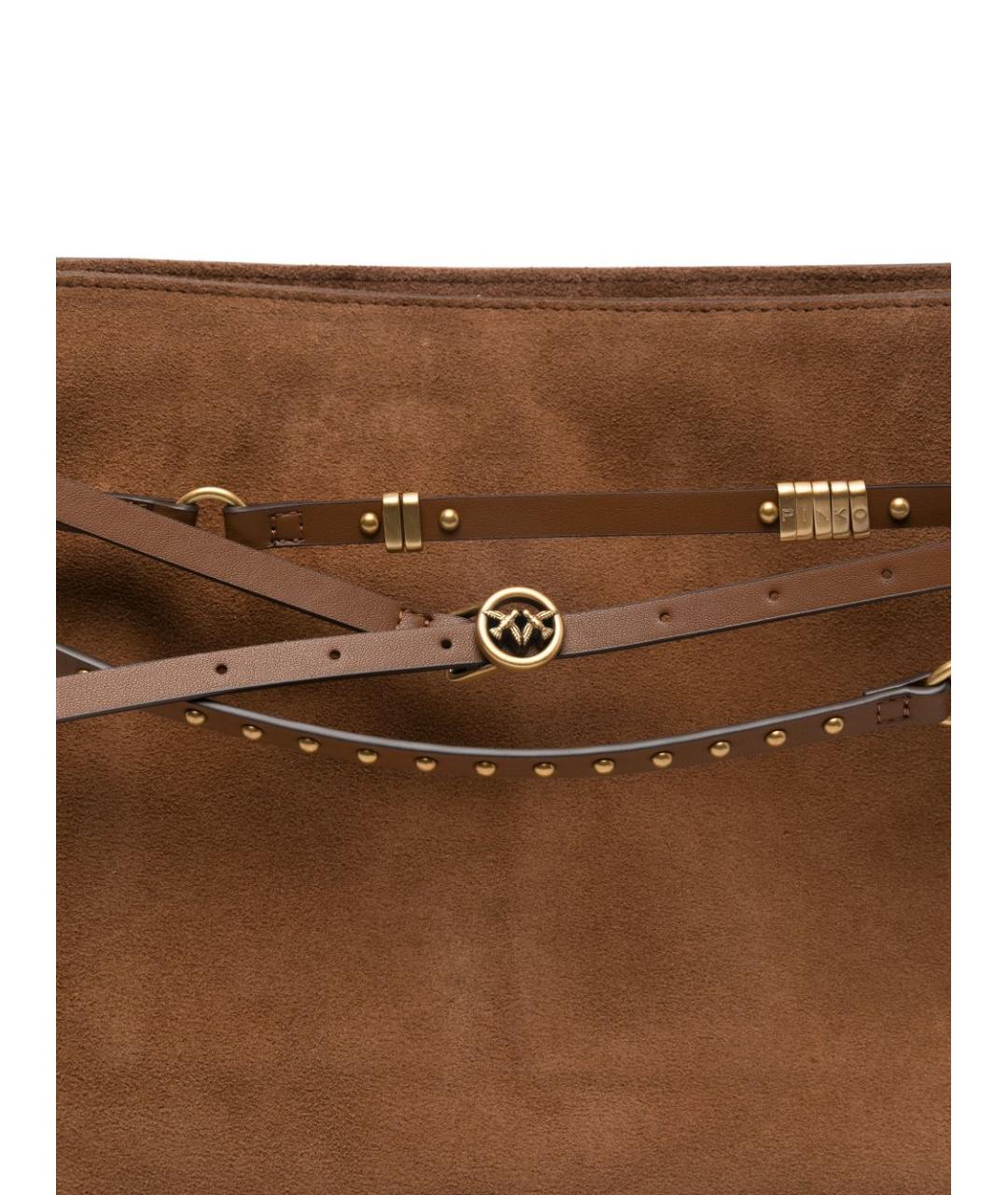 PINKO Коричневая кожаная сумка через плечо, фото 4