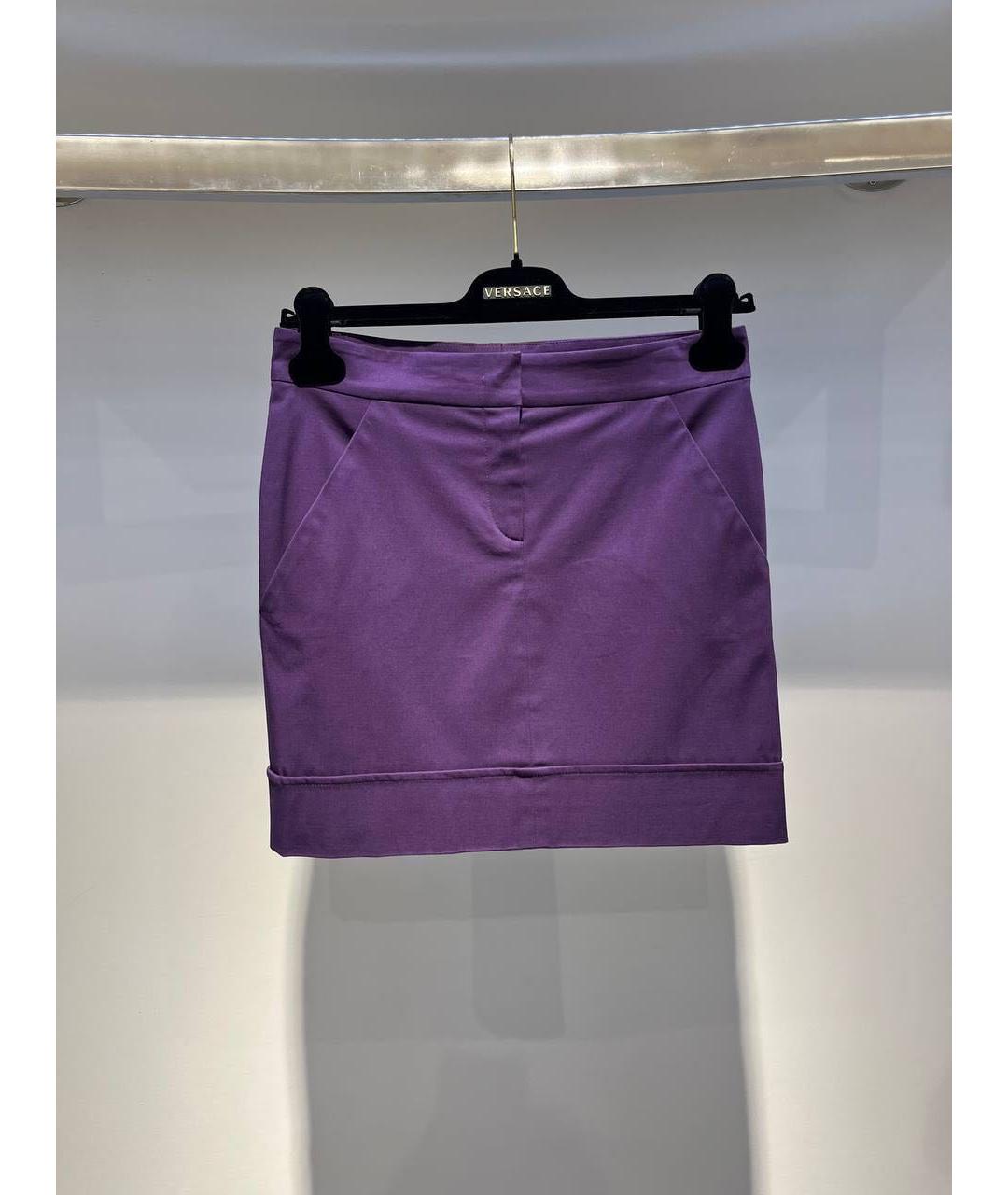 VERSACE Фиолетовая юбка мини, фото 4