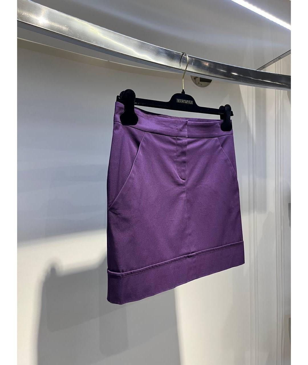 VERSACE Фиолетовая юбка мини, фото 3