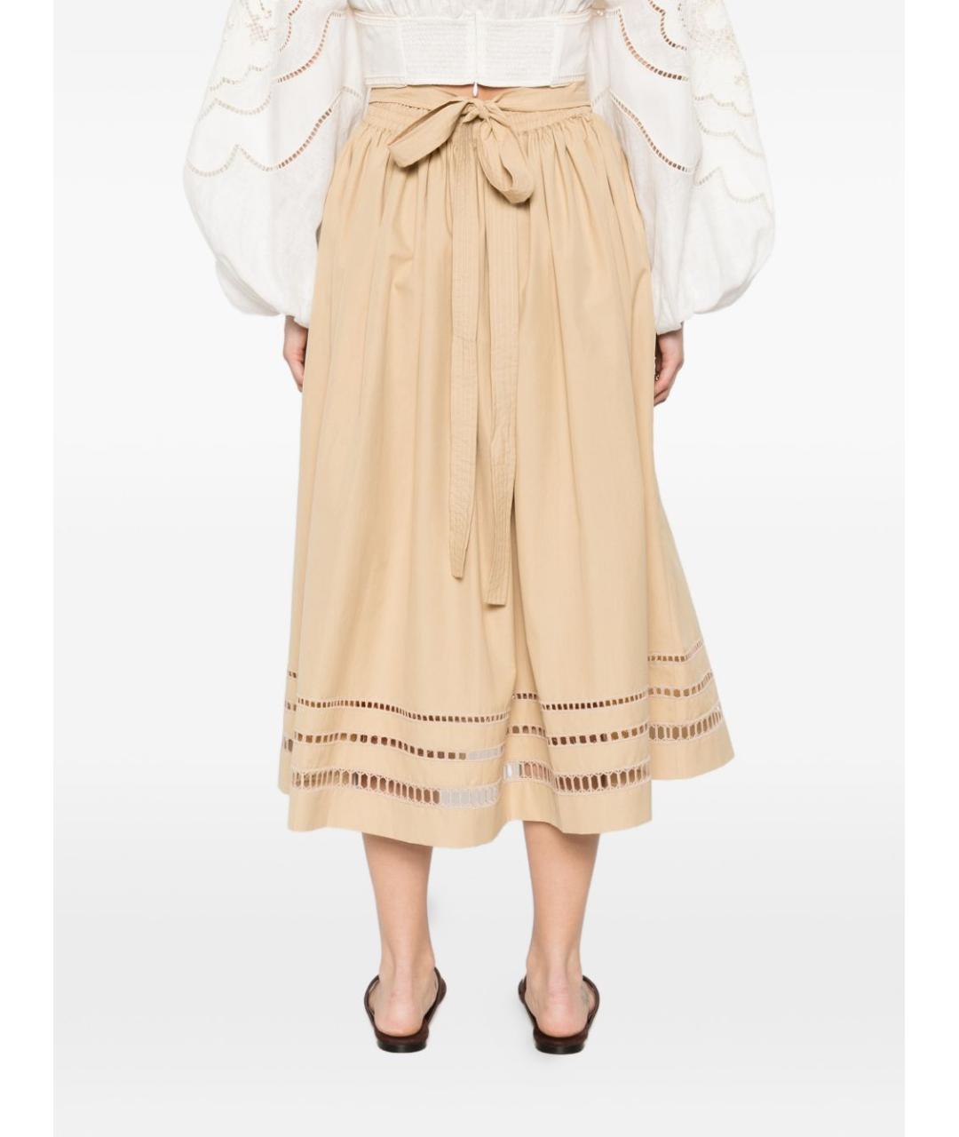 ERMANNO SCERVINO Бежевая хлопковая юбка миди, фото 3