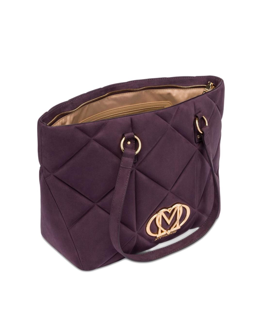 LOVE MOSCHINO Фиолетовая синтетическая сумка тоут, фото 2