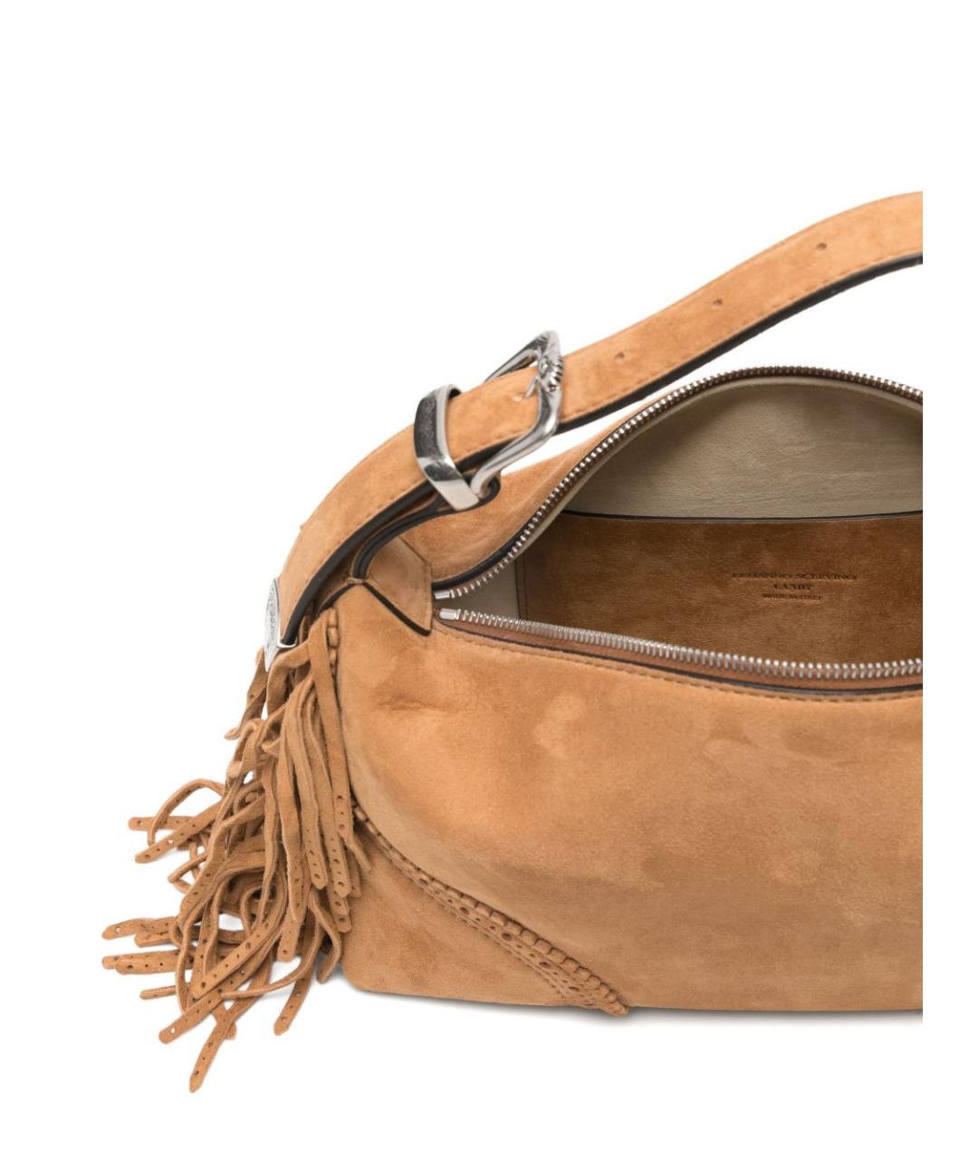 ERMANNO SCERVINO Бежевая замшевая сумка с короткими ручками, фото 2