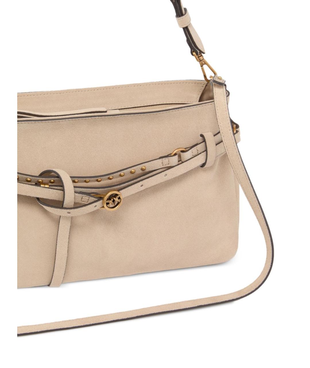 PINKO Бежевая кожаная сумка через плечо, фото 2
