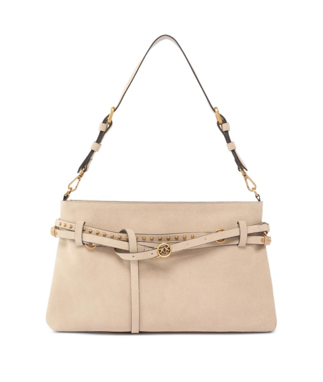 PINKO Бежевая кожаная сумка через плечо, фото 1