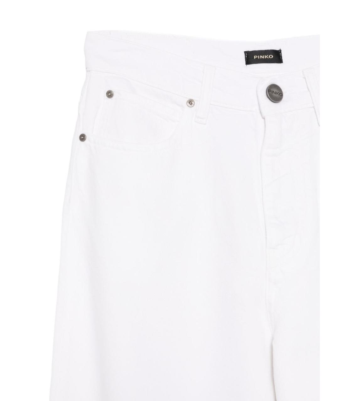 PINKO Белые хлопковые прямые джинсы, фото 3
