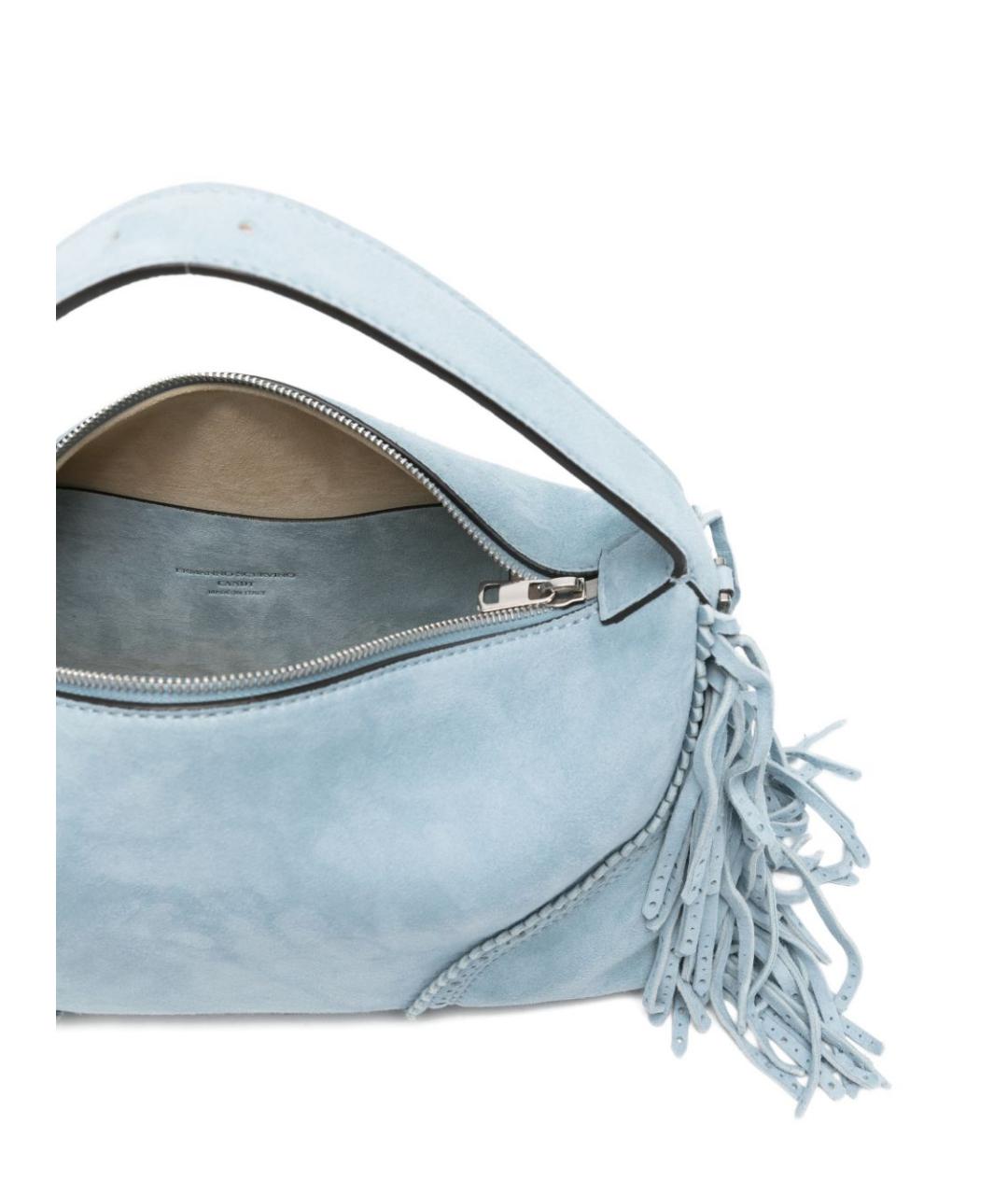 ERMANNO SCERVINO Голубая замшевая сумка с короткими ручками, фото 4