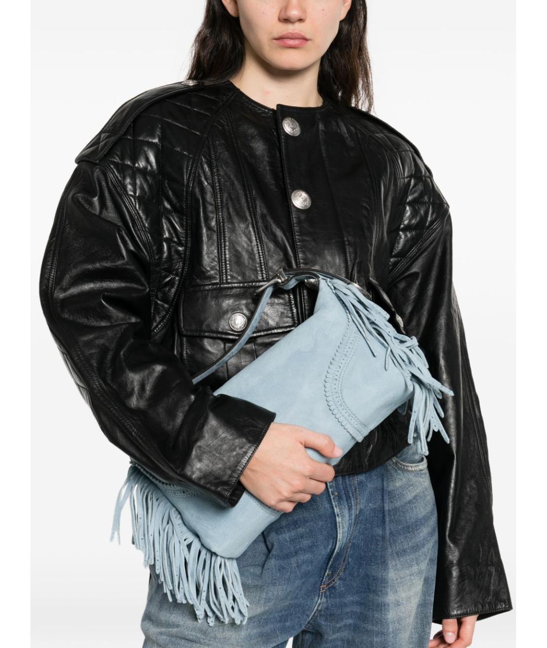 ERMANNO SCERVINO Голубая замшевая сумка с короткими ручками, фото 5