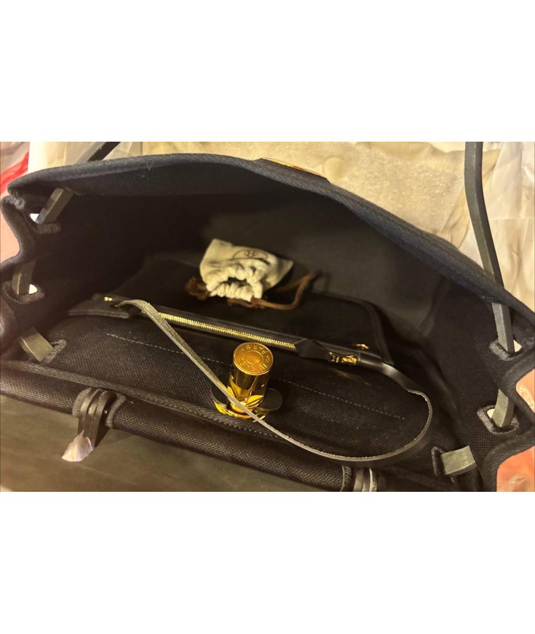 HERMES Черная тканевая сумка через плечо, фото 4