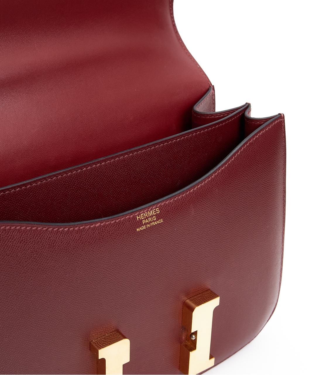 HERMES Бордовая кожаная сумка через плечо, фото 7