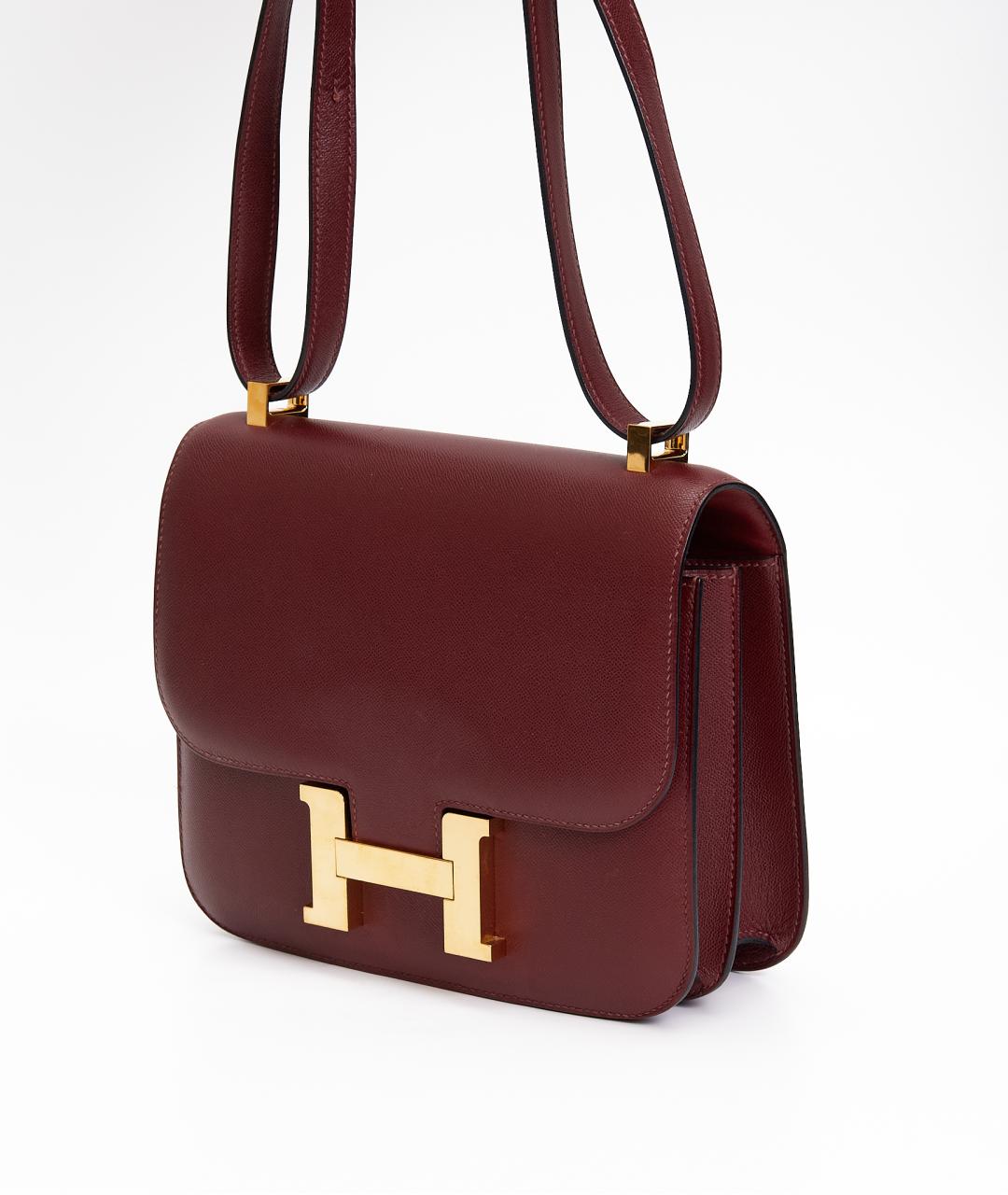 HERMES Бордовая кожаная сумка через плечо, фото 2