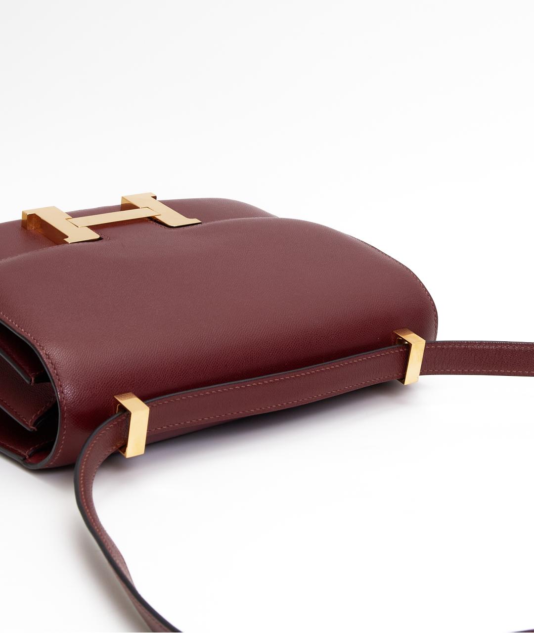HERMES Бордовая кожаная сумка через плечо, фото 6