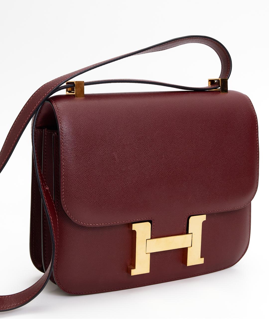 HERMES Бордовая кожаная сумка через плечо, фото 5