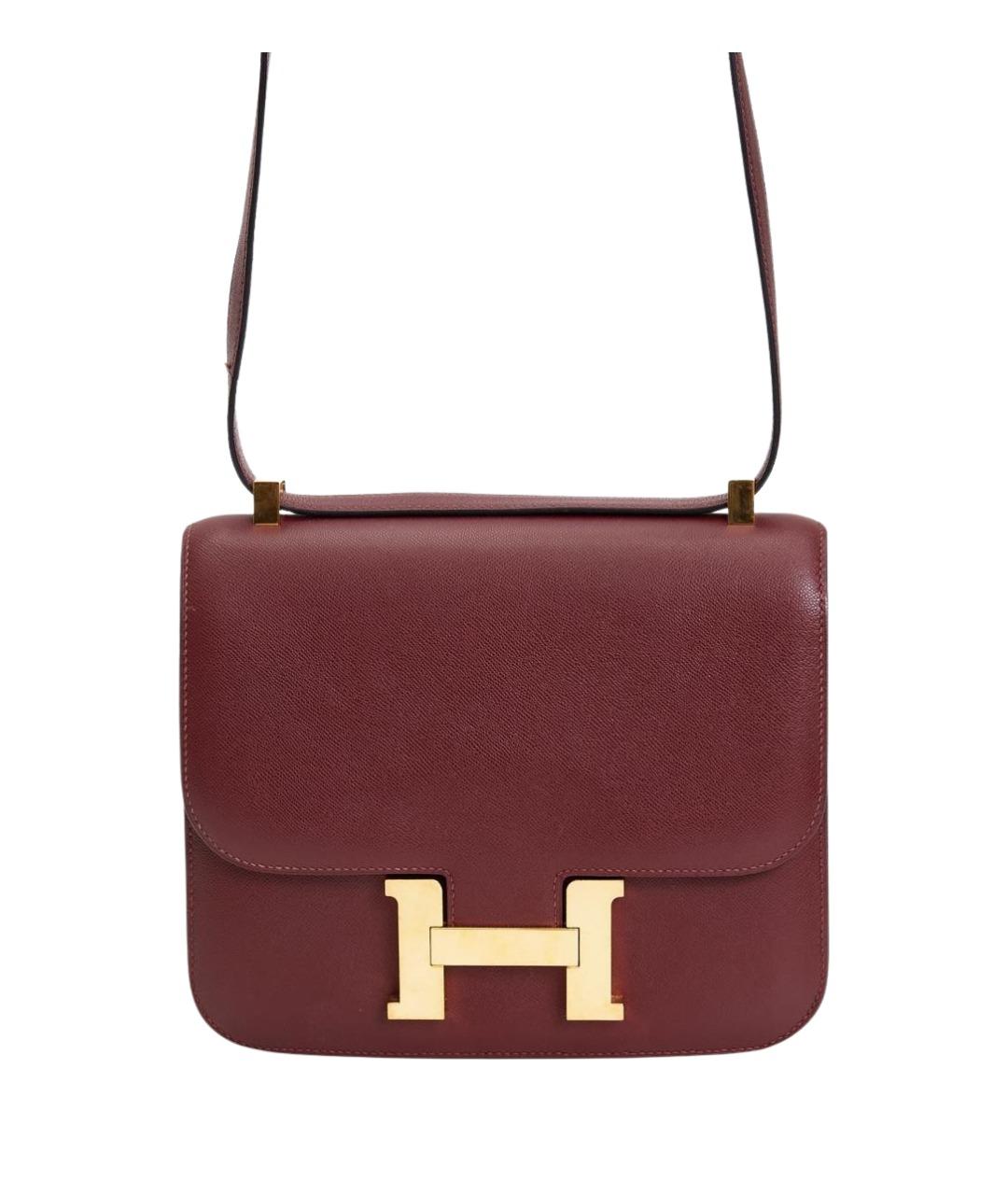 HERMES Бордовая кожаная сумка через плечо, фото 1