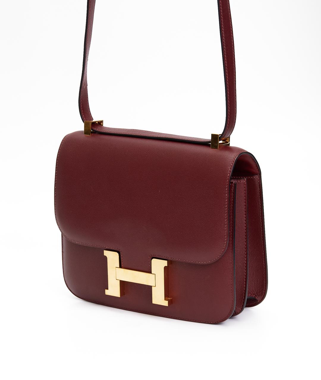 HERMES Бордовая кожаная сумка через плечо, фото 3