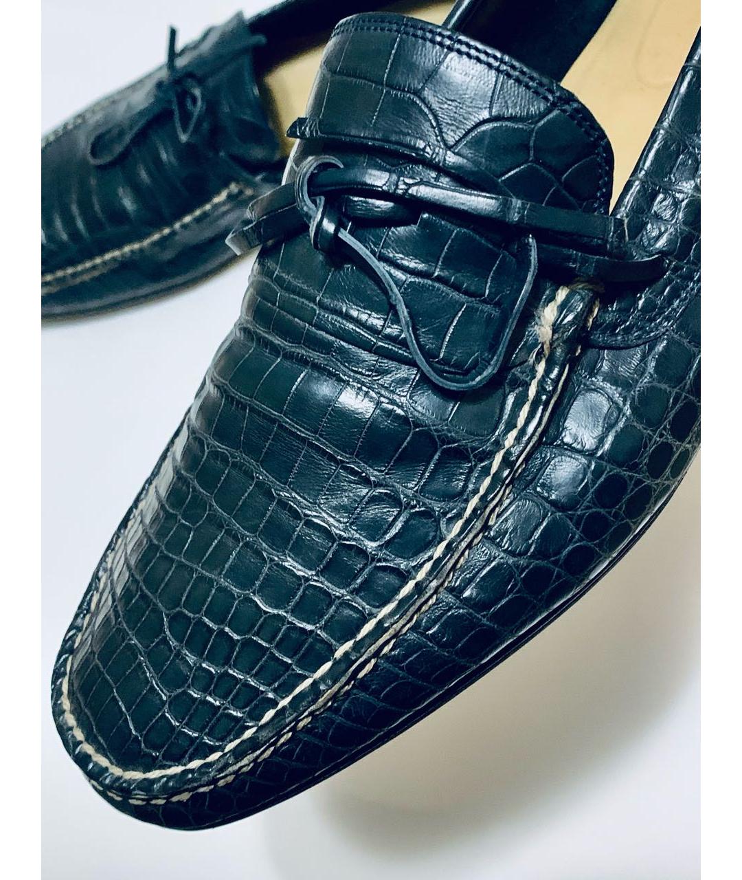 HERMES Темно-синие лоферы из экзотической кожи, фото 4