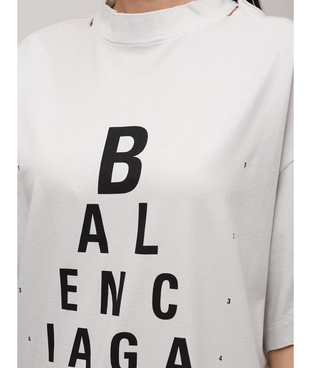 BALENCIAGA Белая хлопковая футболка, фото 5