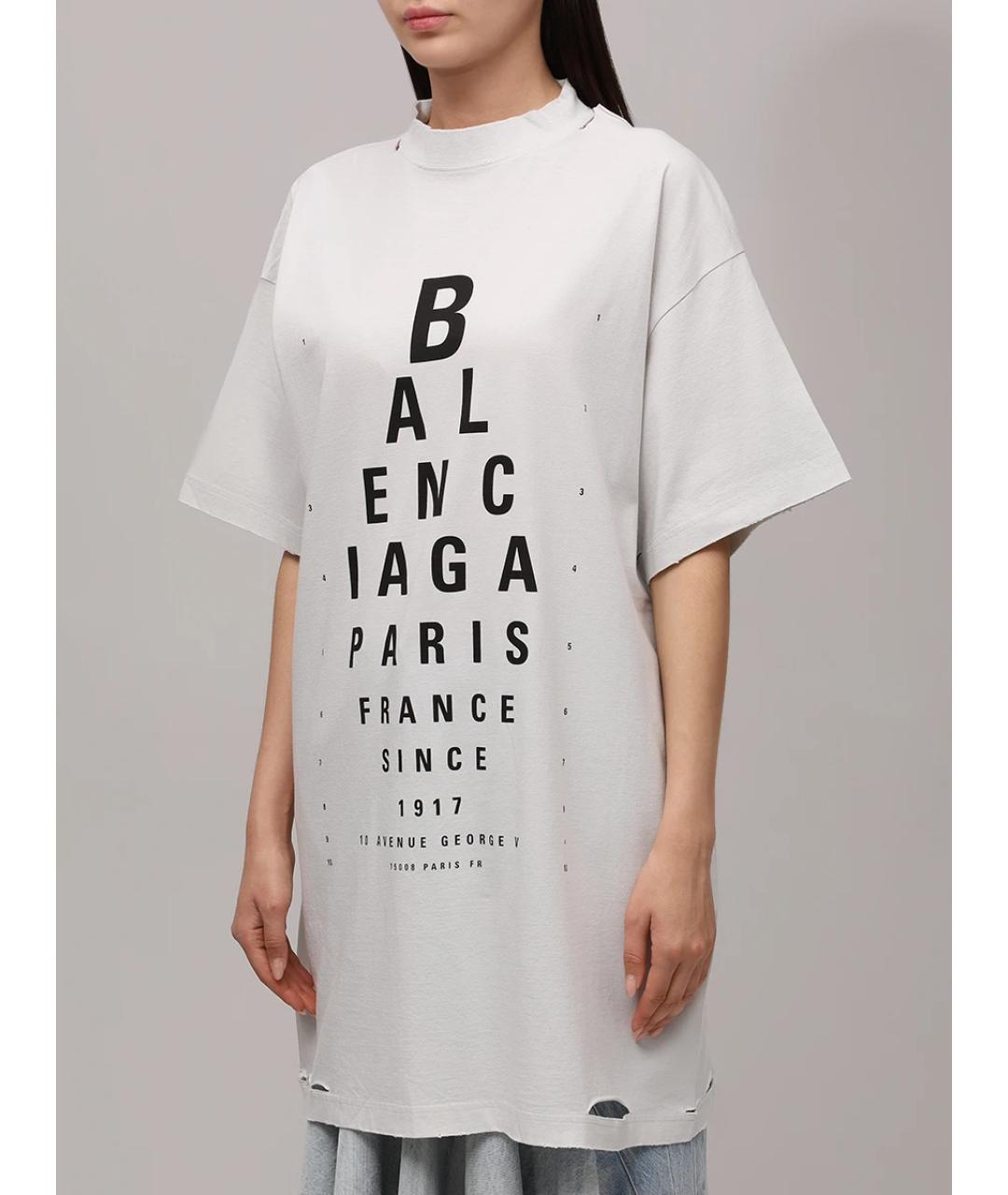 BALENCIAGA Белая хлопковая футболка, фото 4